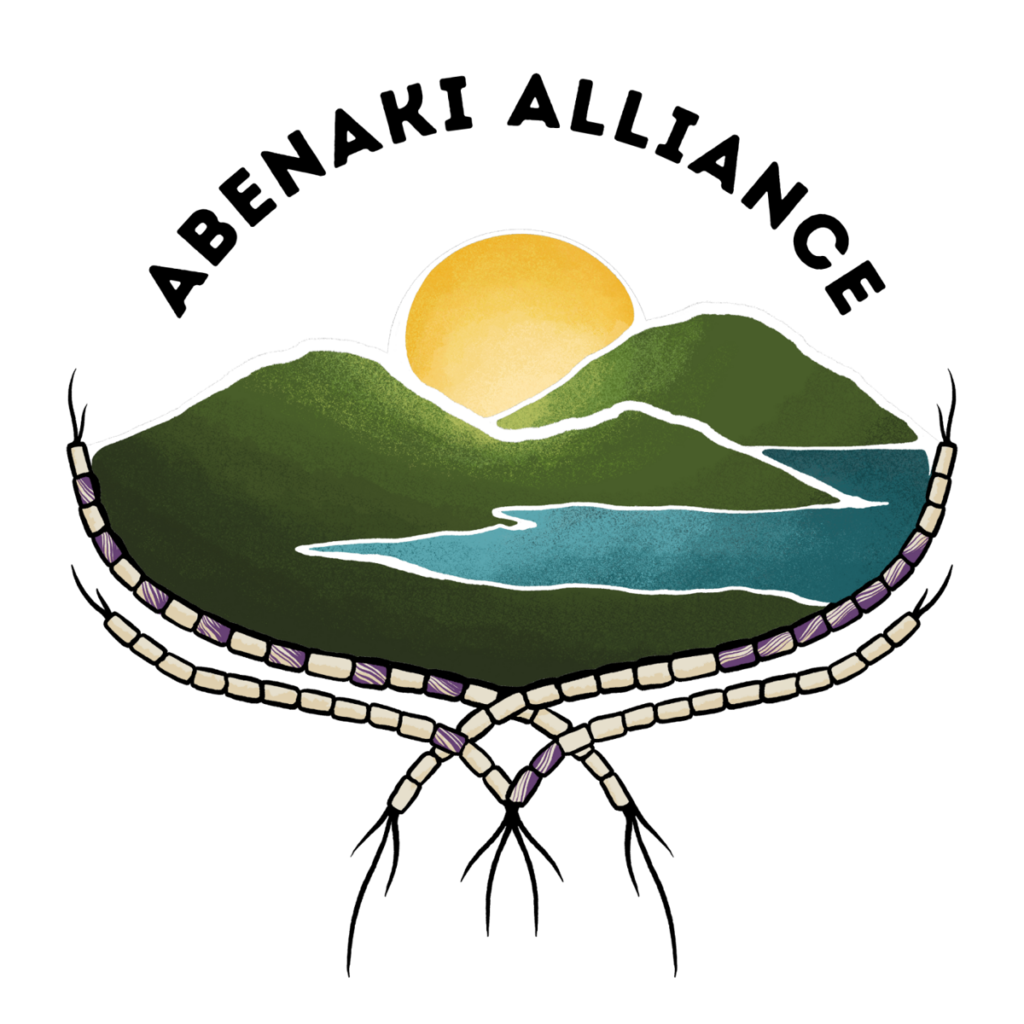 Abenaki Alliance logo with mountains, water, and sun.