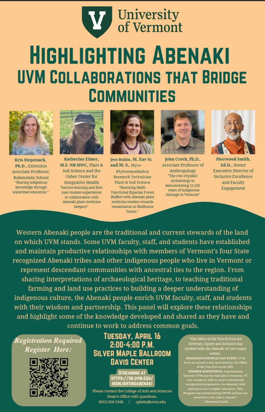 Flyer for Highlighting Abenaki - UVM Collaborations that Bridge Communities